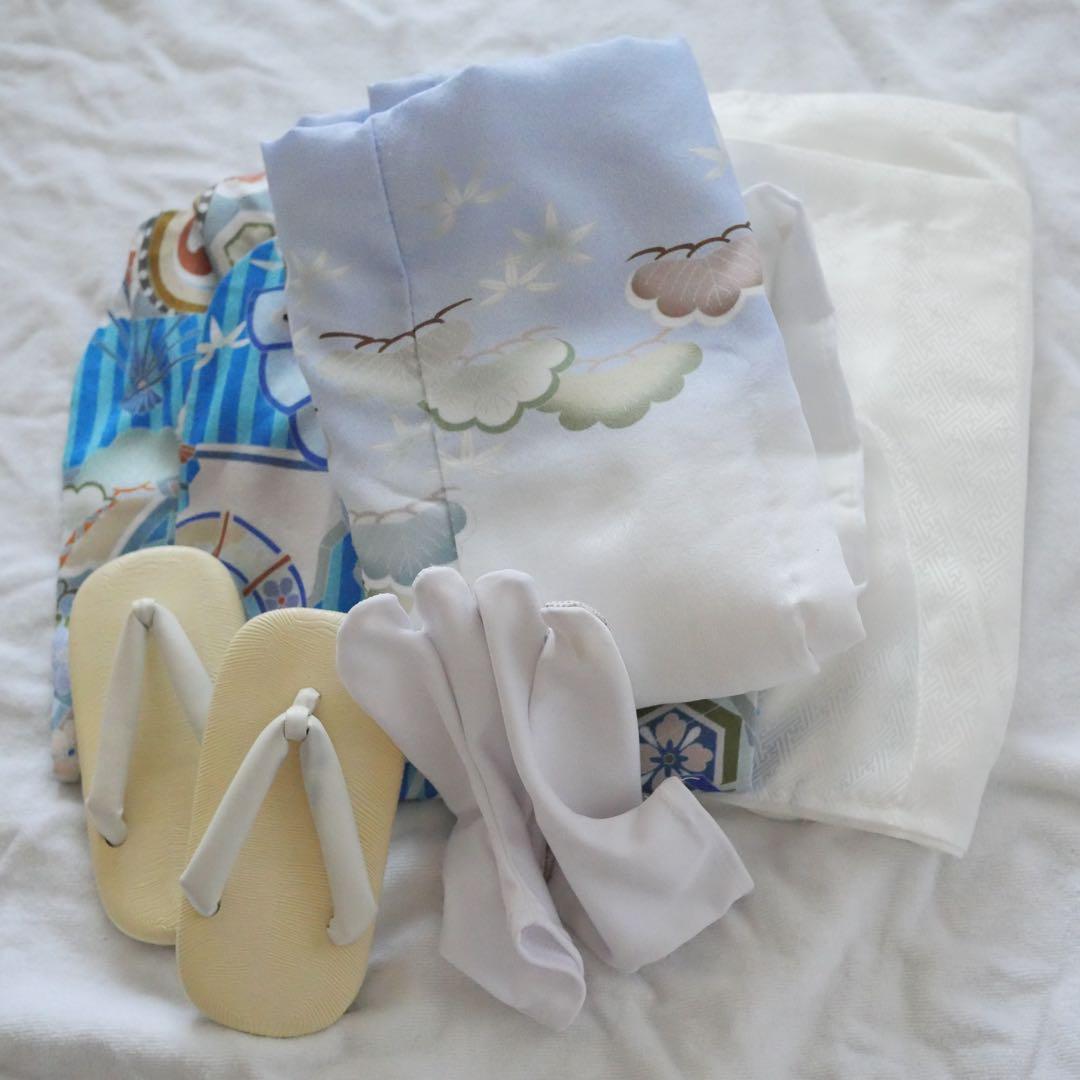 七五三 3歳 男の子 被布 伝統的な和柄衣装 青