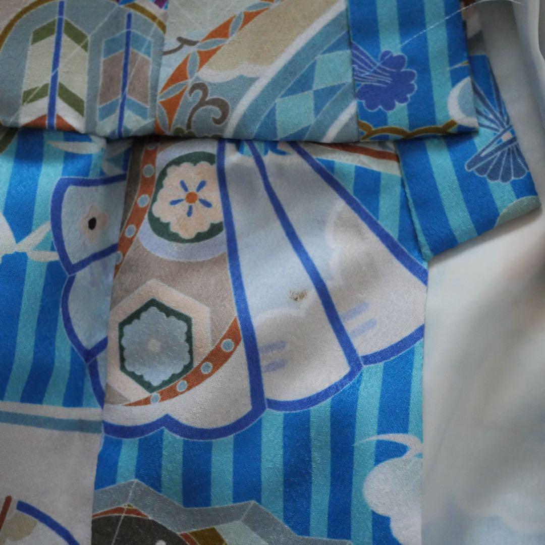 七五三 3歳 男の子 被布 伝統的な和柄衣装 青