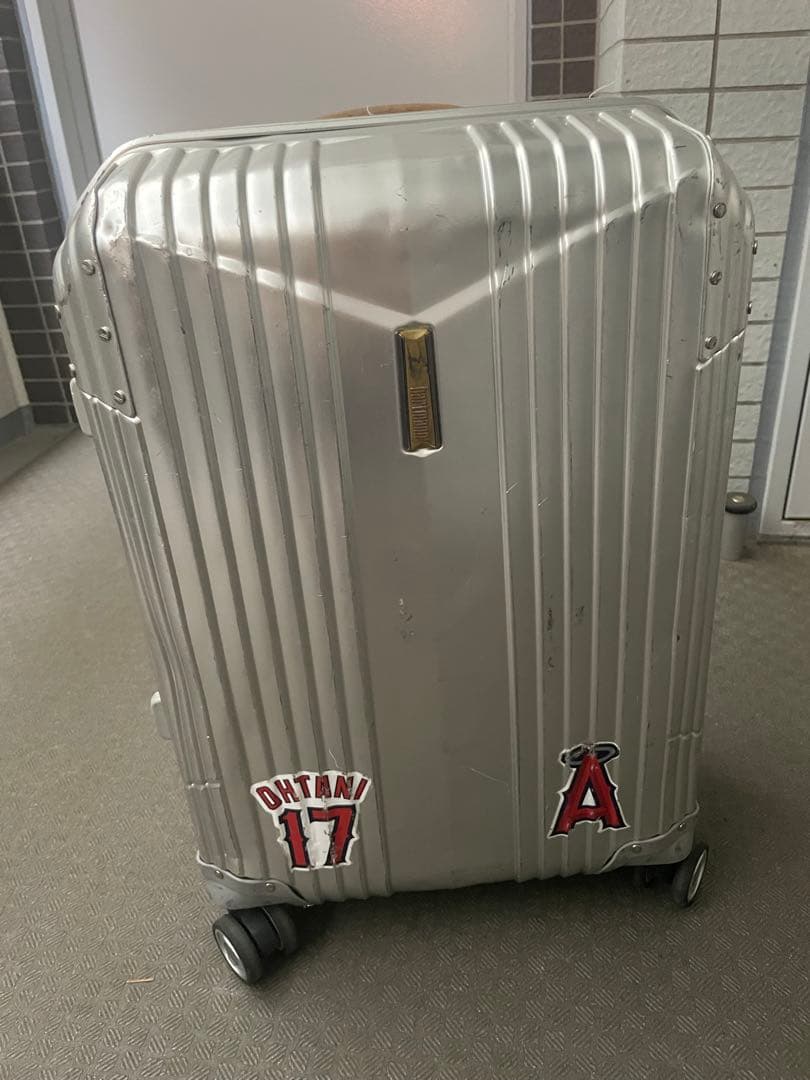 シルバー ストライプデザイン キャリーケース