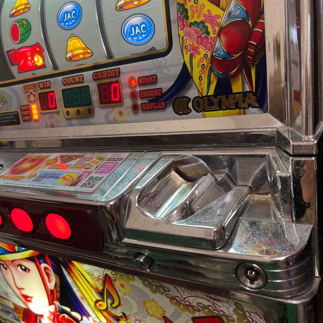 【パチスロ実機】オリンピアNew島唄 30  ４号機 レア 花笠パネル