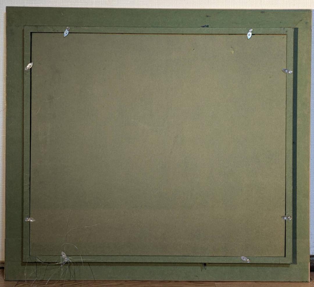 【真作】絵画　梶原貫五　油彩10号　夏の白樺　雄大な木々と田園風景　V39