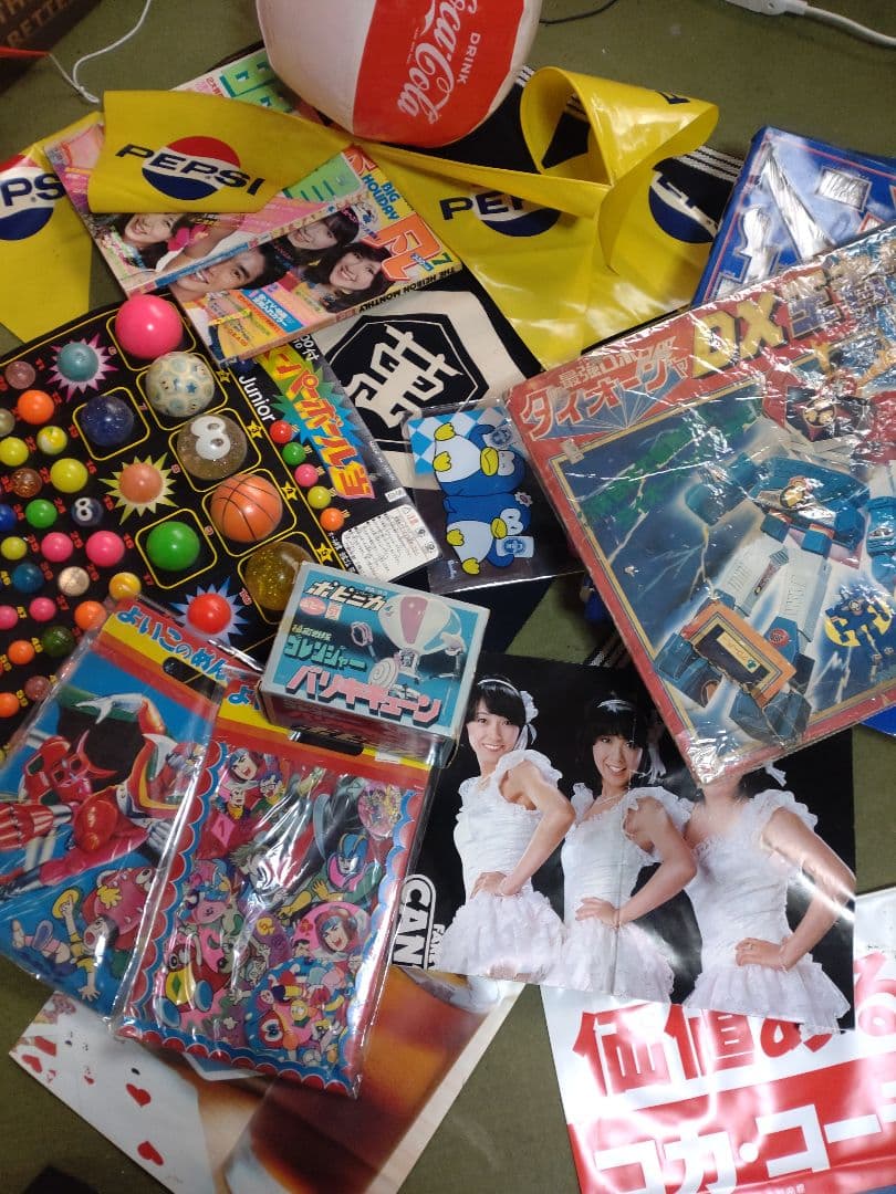 昭和レトロまとめて超合金の箱コカ・コーラの旗ペプシコーラ非売品ポップ店頭用　当時