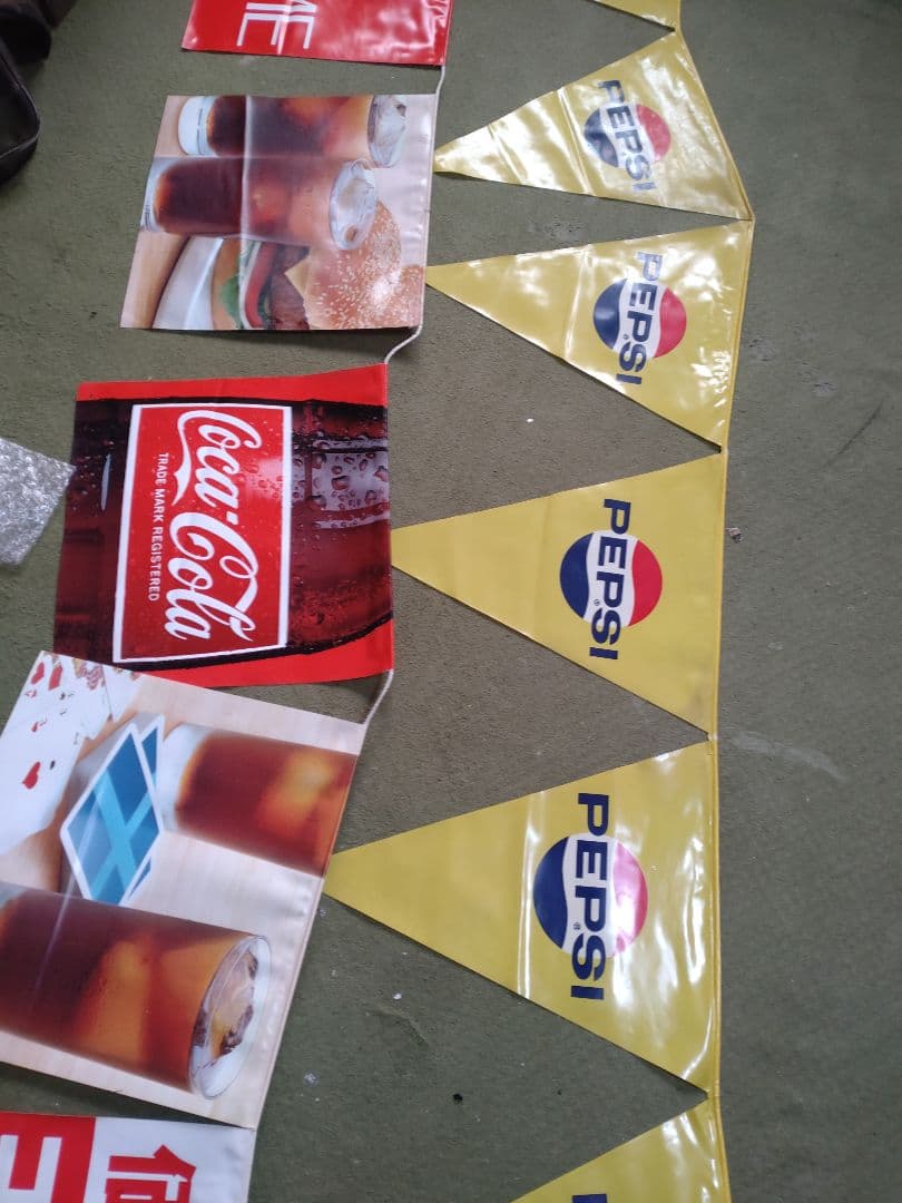 昭和レトロまとめて超合金の箱コカ・コーラの旗ペプシコーラ非売品ポップ店頭用　当時