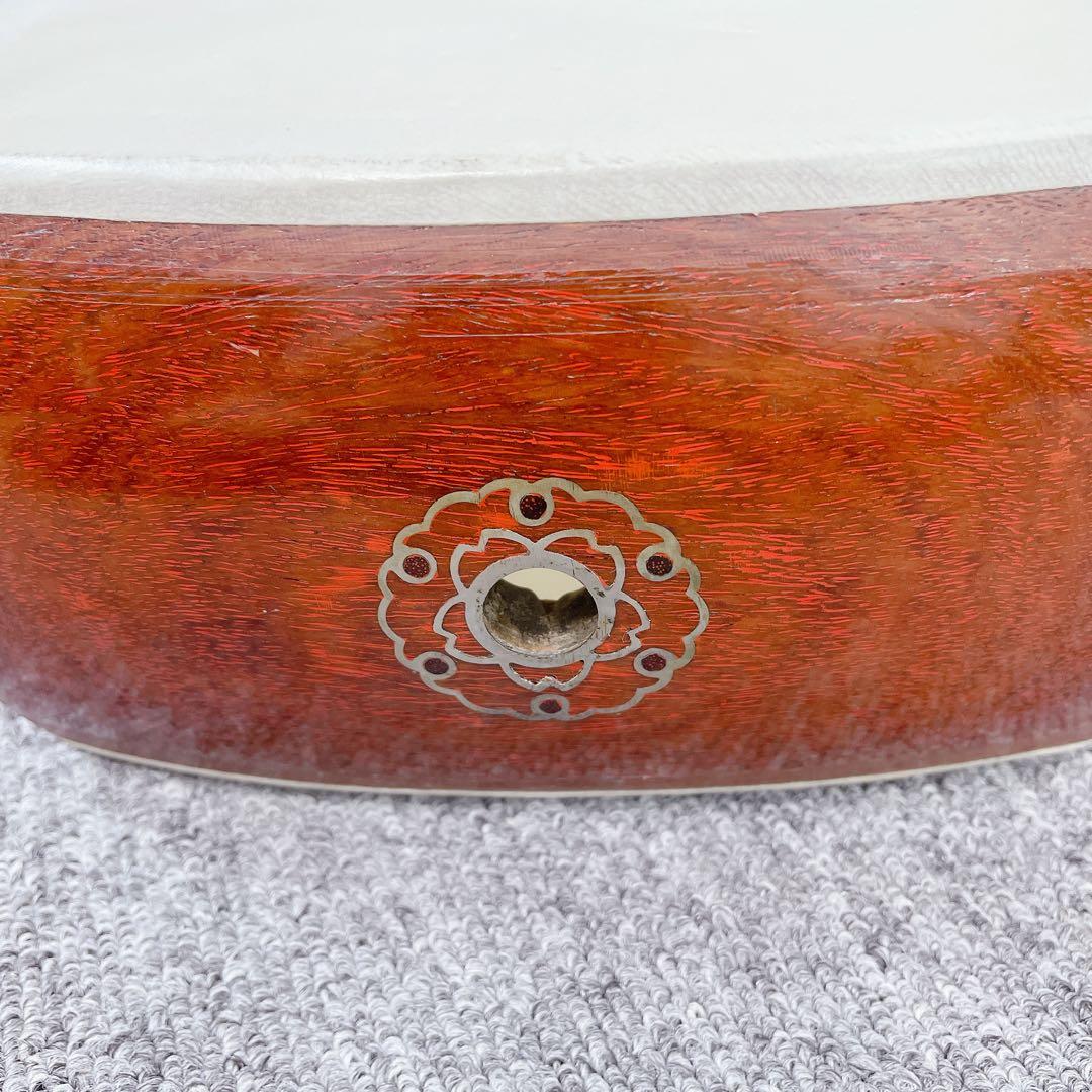 三味線 細棹 紅木 平溝 丸打胴 犬皮 和楽器