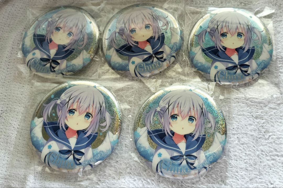 チノ　ホログラム缶バッジ　ごちうさ take out blue bird 専用