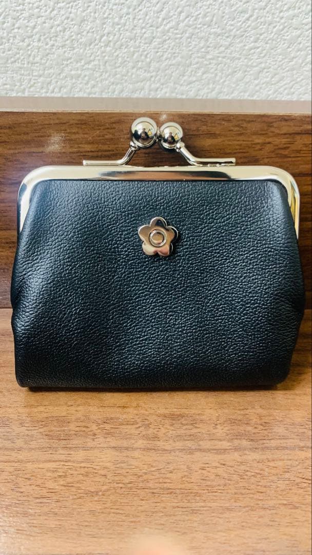 MARY QUANT フレンチシームガマロ ウォレット ブラック財布 がま口