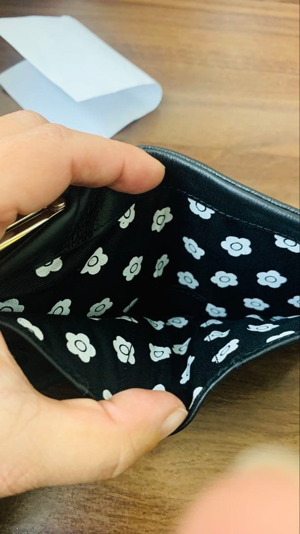 MARY QUANT フレンチシームガマロ ウォレット ブラック財布 がま口