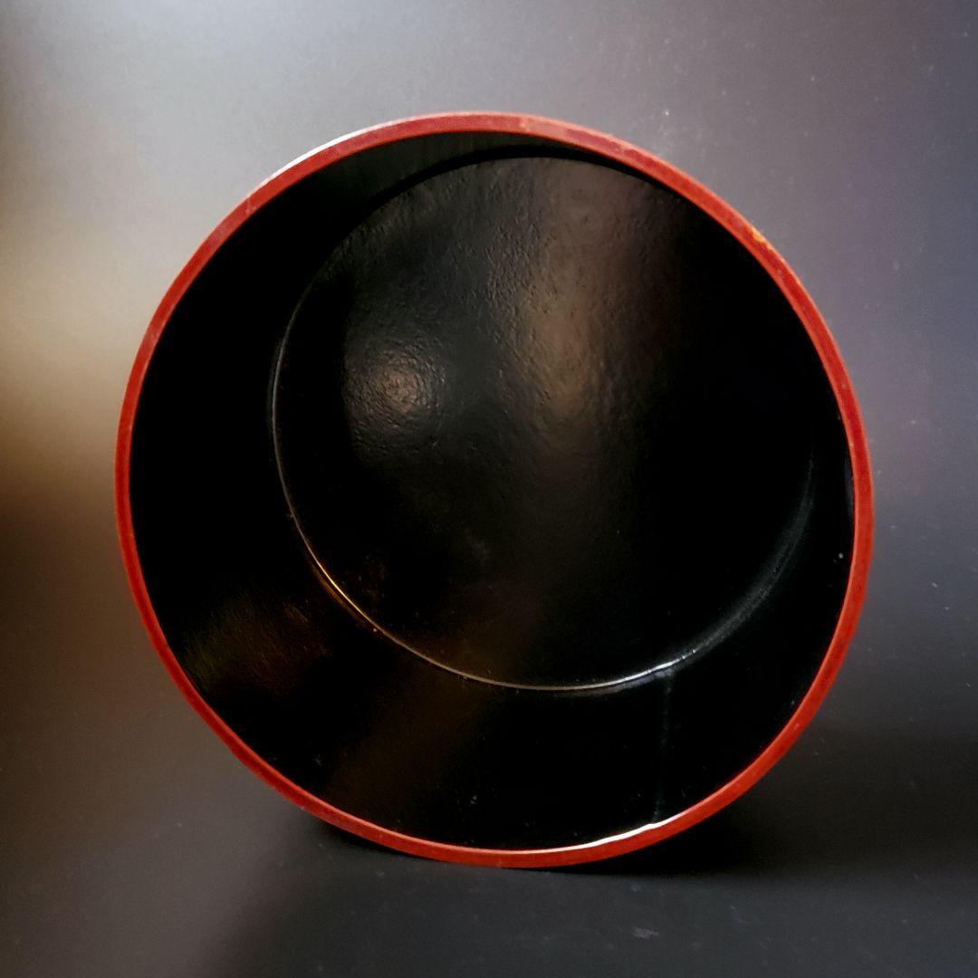 茶道具 一閑張 溜塗 箔散らし 曲 建水 鈴木表朔 共箱 京都 漆芸