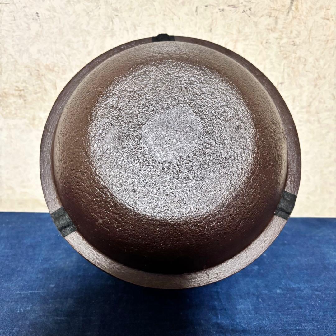 未使用 人間国宝高橋敬典 風炉 茶釜 唐銅鬼面風炉 野々田電熱器 敷板 茶道具