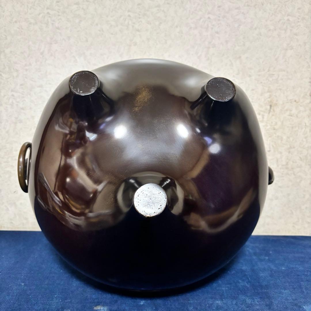 未使用 人間国宝高橋敬典 風炉 茶釜 唐銅鬼面風炉 野々田電熱器 敷板 茶道具