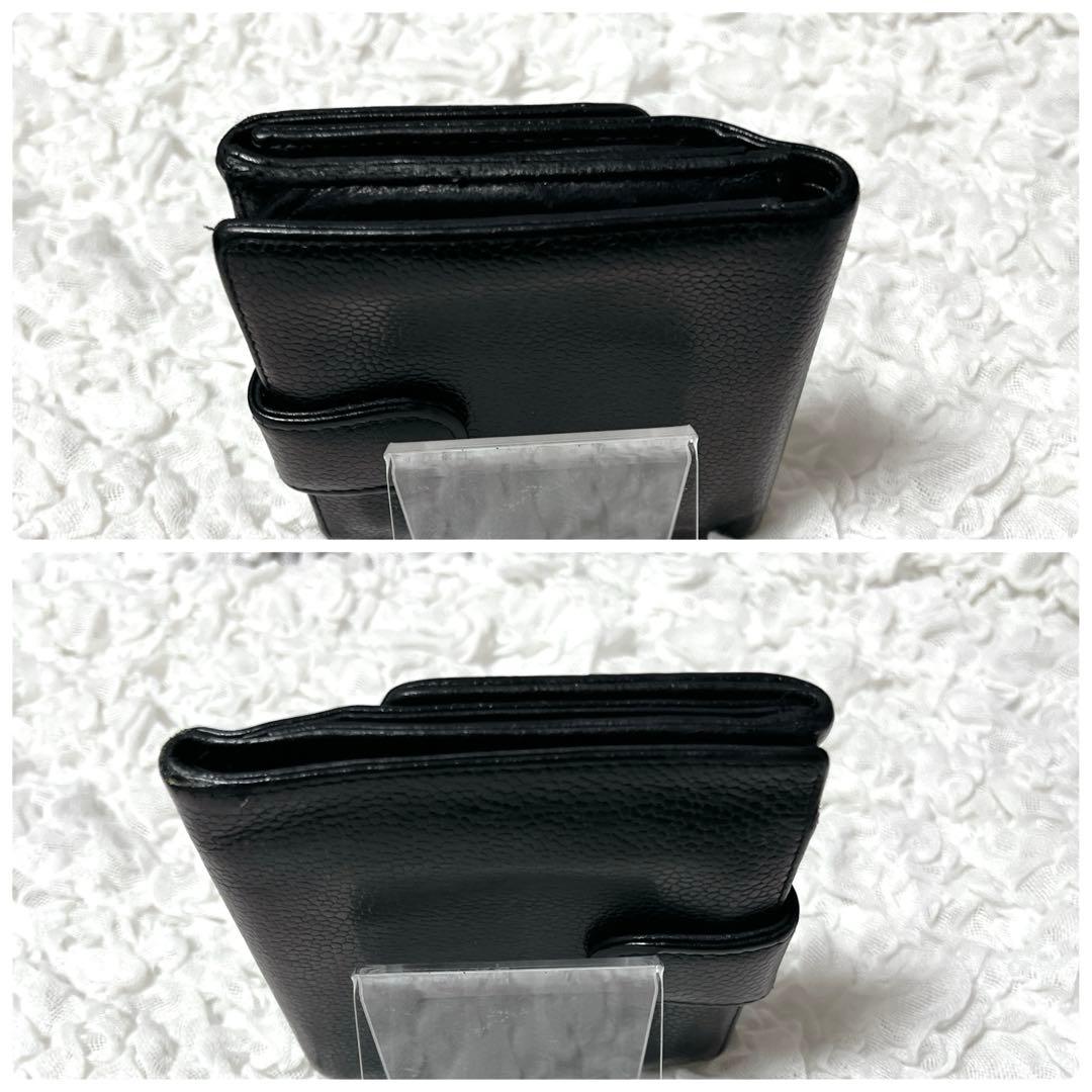 CHANEL✨シャネル キャビアスキン 折り財布 ココマーク ブラック