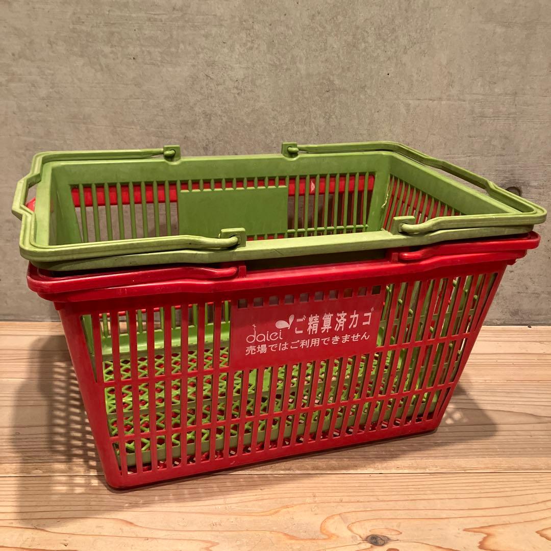 昭和レトロ　ダイエー＆グルメシティ　買い物かご　レトロポップ　収納　かご　店舗