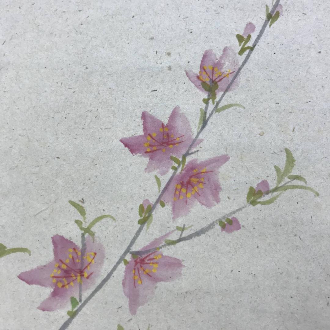 【真作】大徳寺/足立泰道/桜花に盃画賛/花図/禅語/掛軸/名家伝来/AD-153