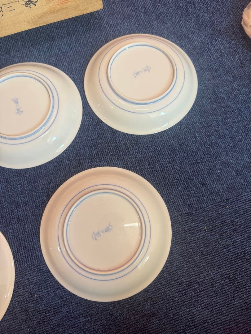 1880 深川製磁　牡丹金ミル　皿　5客　金彩　未使用