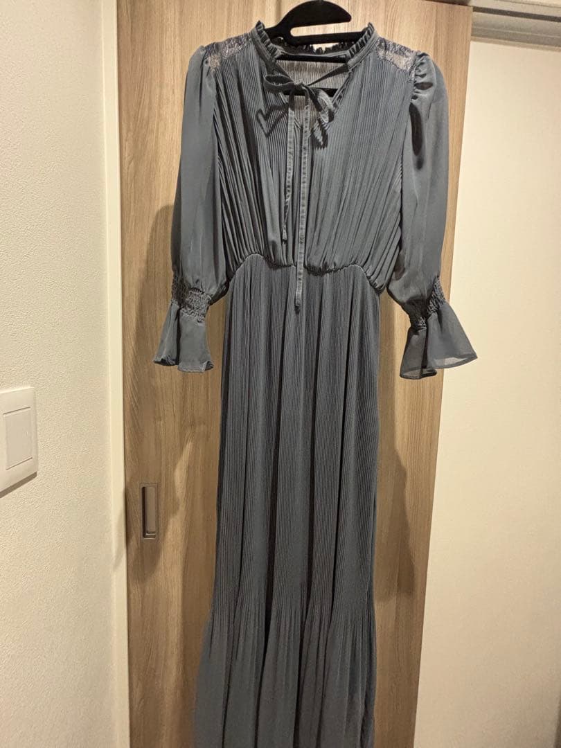 ショルダーレース切り替えシフォンプリーツワンピース【237221638】atlo