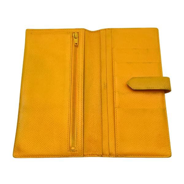 エルメス ベアン 長財布 イエロー 二つ折り H金具 レザー　0057