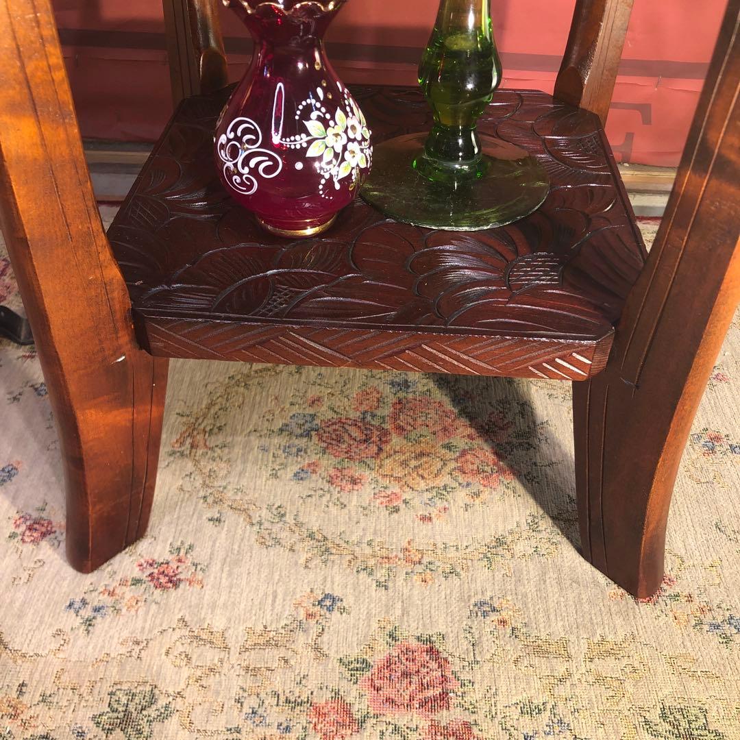 Sale 伝統工芸　日光彫り　咲き誇る花の三段　アクセントキャビネット