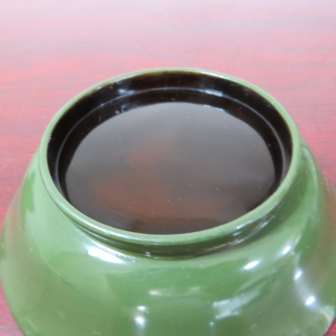 緑吸物碗 青地 盃 蒔絵 大根 カブ 6ケ 小傷1ケ 明治頃 希少 漆器