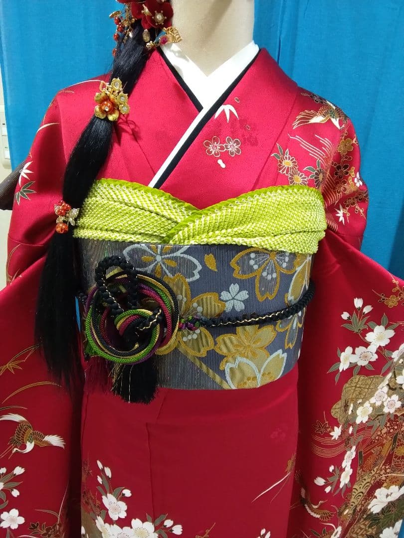 振袖フルセット、やまと誂製成人式、重ね衿、帯揚げ帯締め西陣袋帯、襦袢、ガード加工