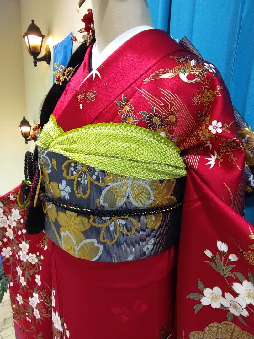 振袖フルセット、やまと誂製成人式、重ね衿、帯揚げ帯締め西陣袋帯、襦袢、ガード加工