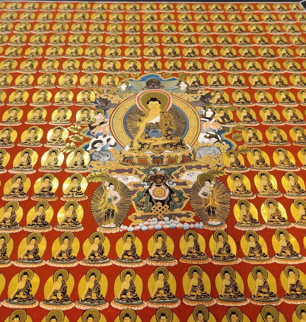 釈迦牟尼 千仏タンカ 手描き 仏画