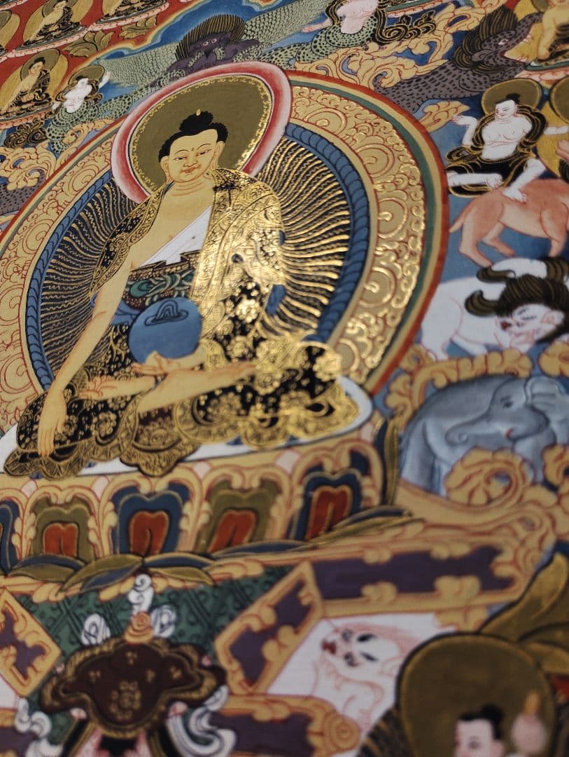 釈迦牟尼 千仏タンカ 手描き 仏画