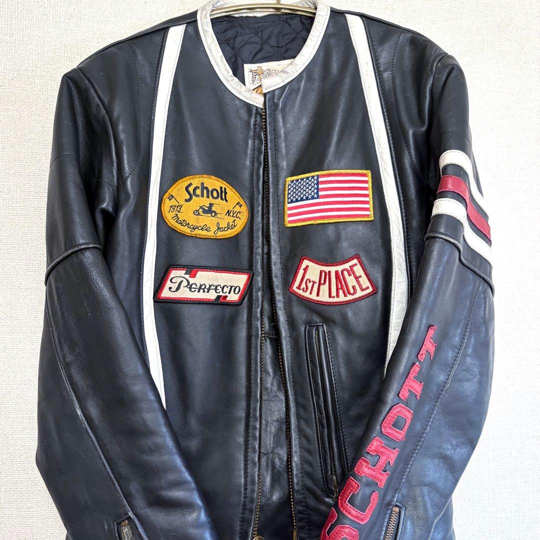 80s schottシングルライダースジャケット ジャケット ブラック 34