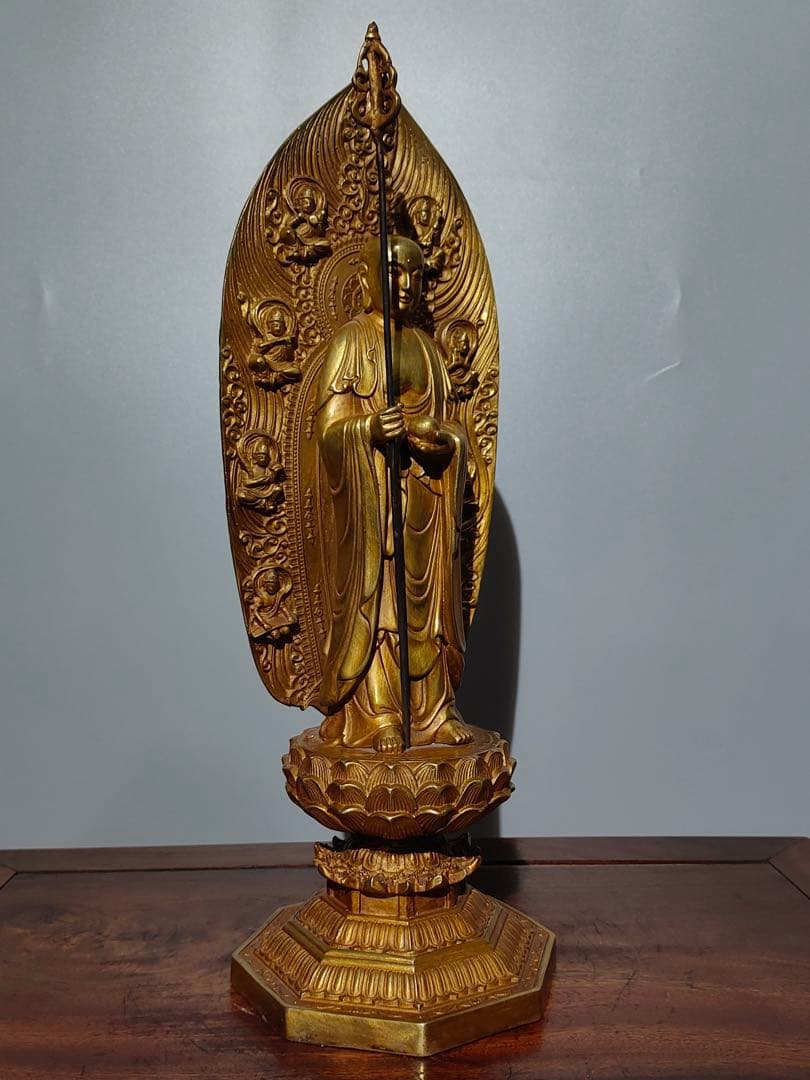 旧蔵　純銅鎏金仏像「地蔵菩薩 」