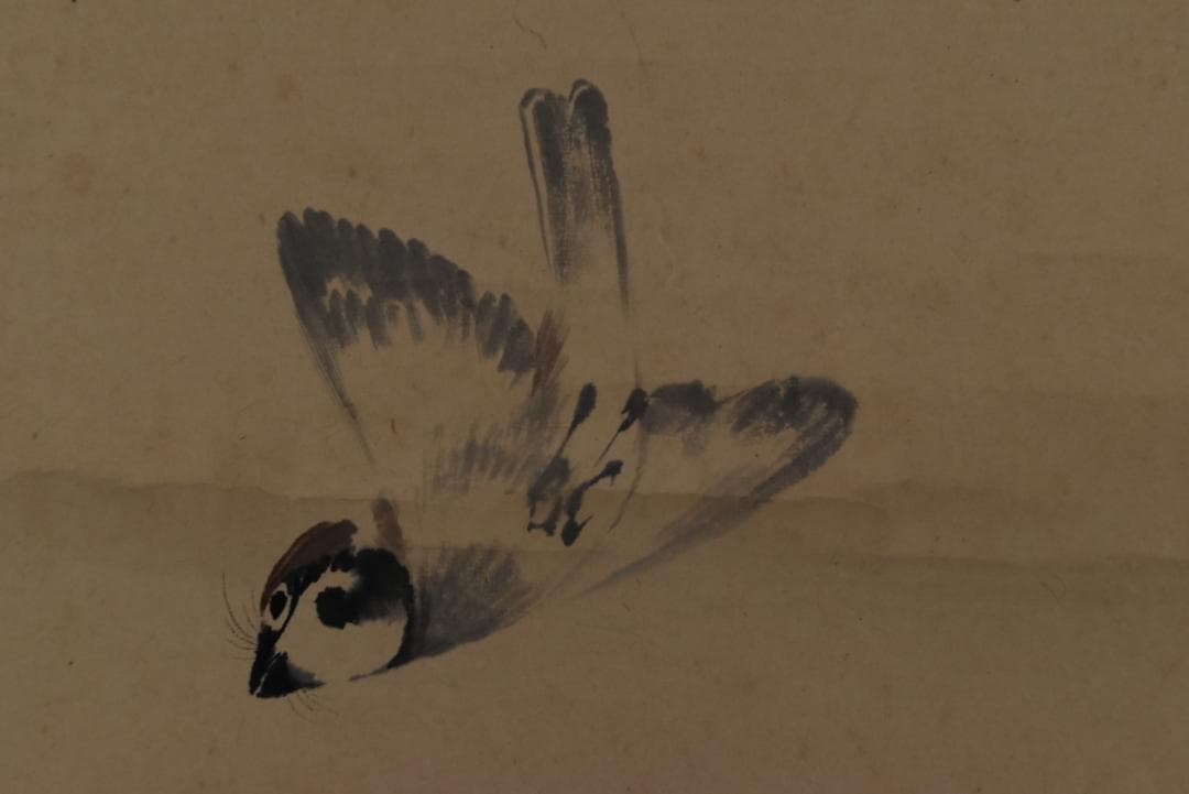 【真作】橋本静水/芍薬小禽図/雀図/シャクヤク図/掛軸☆宝船☆Z-745