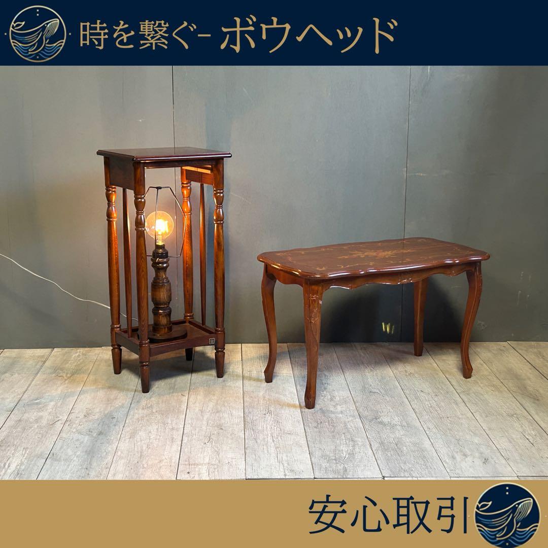 イタリア製　輸入家具　猫脚　象嵌　サイドテーブル　センターテーブル