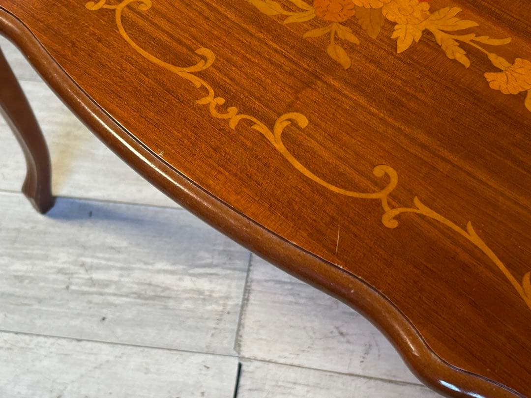 イタリア製　輸入家具　猫脚　象嵌　サイドテーブル　センターテーブル