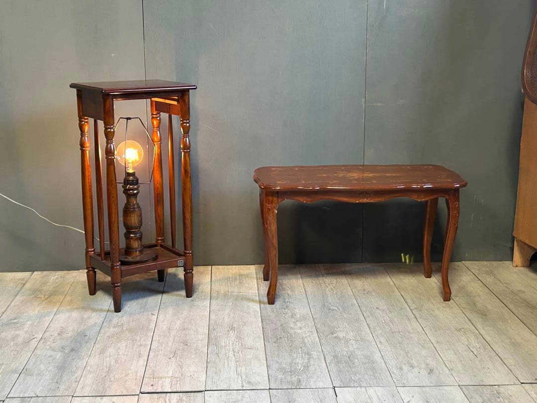 イタリア製　輸入家具　猫脚　象嵌　サイドテーブル　センターテーブル