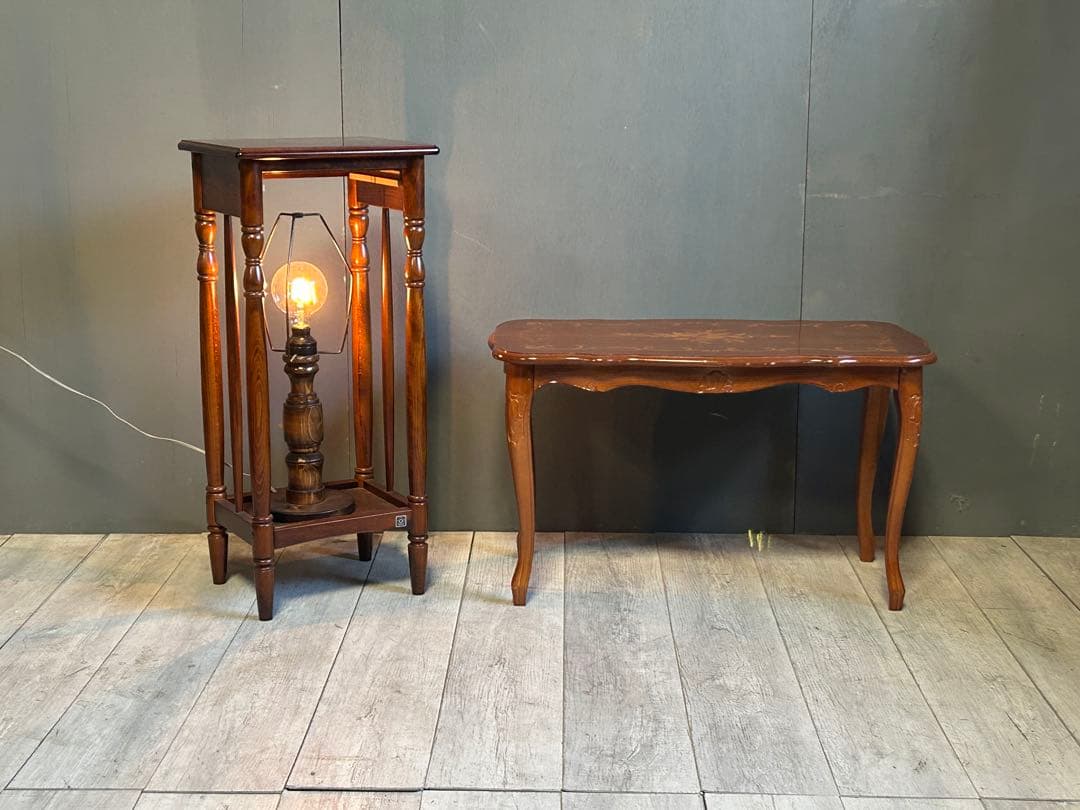 イタリア製　輸入家具　猫脚　象嵌　サイドテーブル　センターテーブル