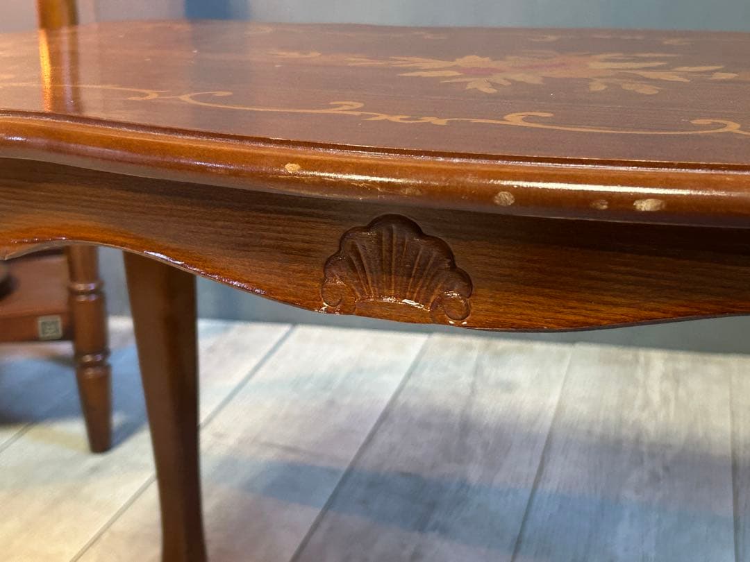 イタリア製　輸入家具　猫脚　象嵌　サイドテーブル　センターテーブル