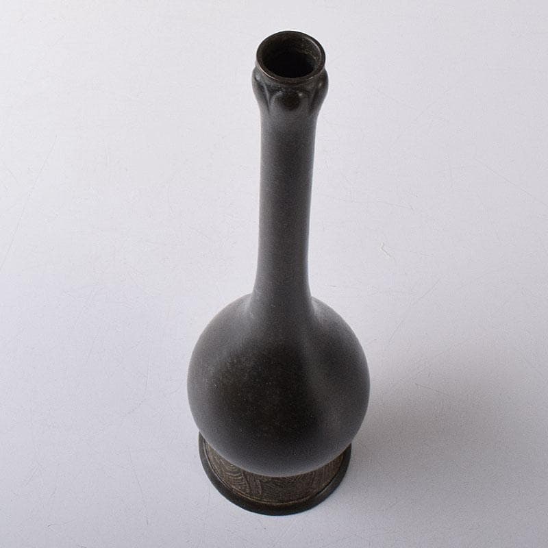 トッチャン　大名物　古銅鶴首花入　銘鶴一声写　花入　共箱　C　7864