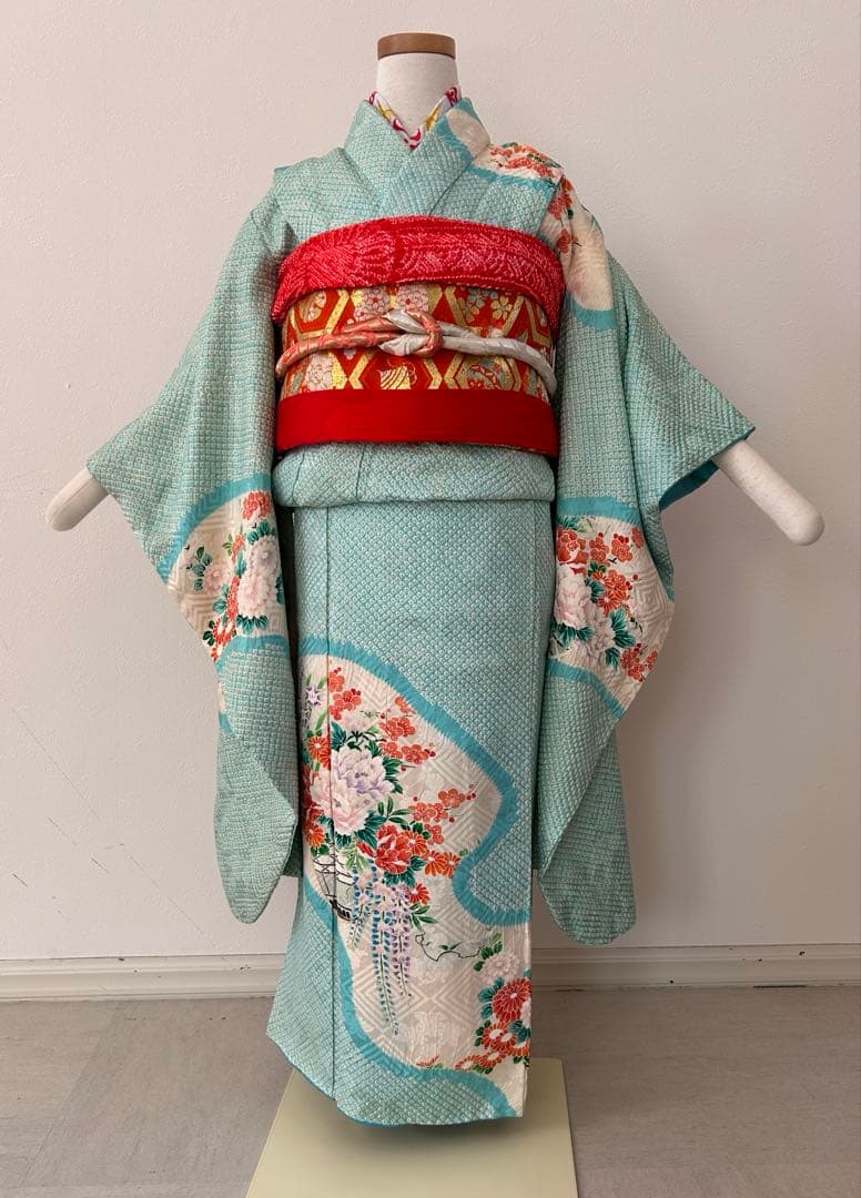7歳　七五三　総絞り　正絹着物　古典柄　帯　帯揚げ　帯締め　しごき　セット
