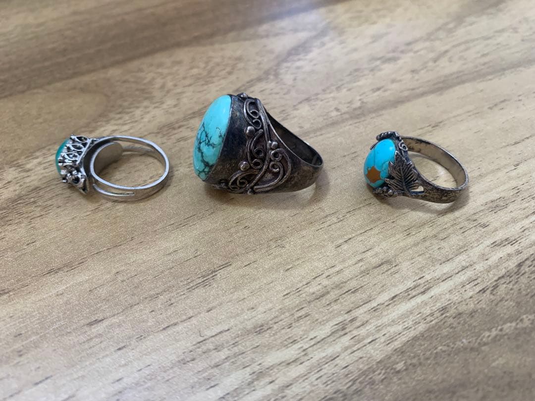 ターコイズ シルバー925リング 3点セット