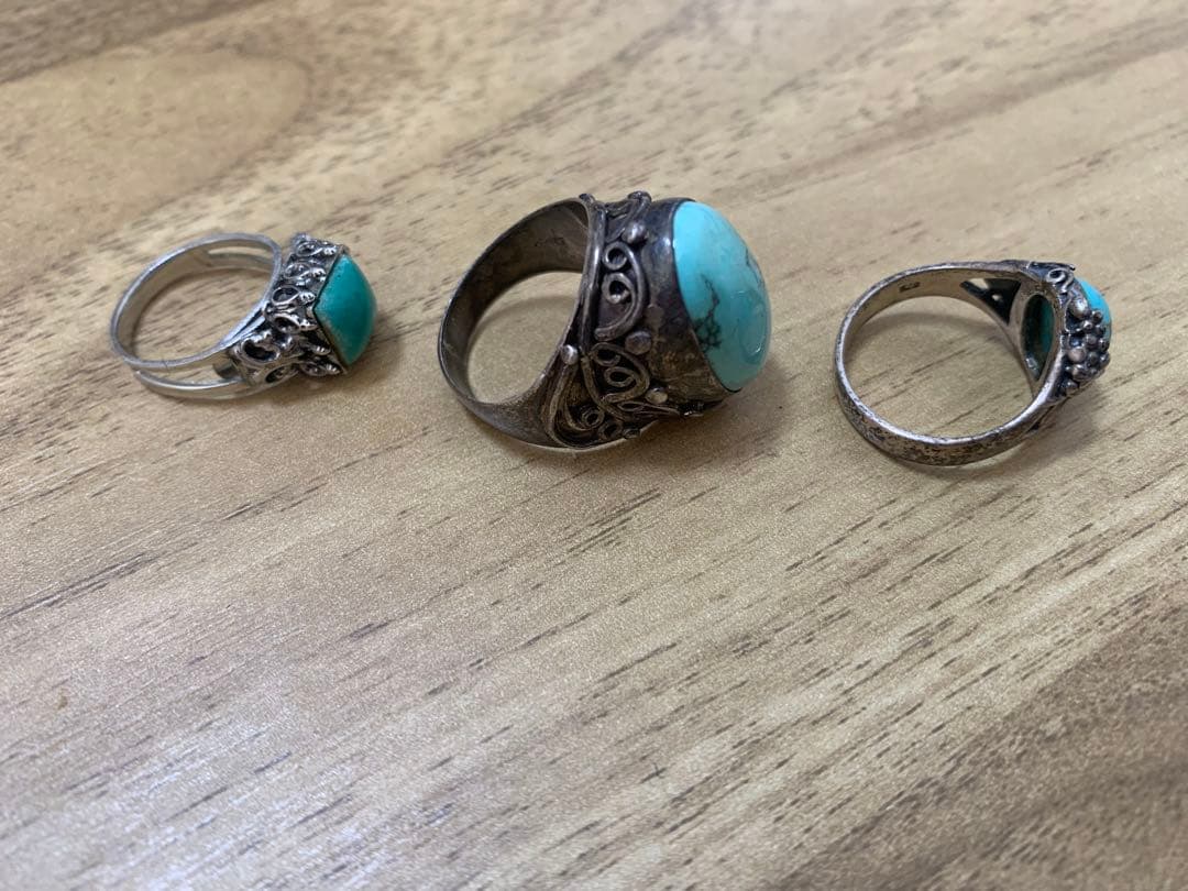 ターコイズ シルバー925リング 3点セット