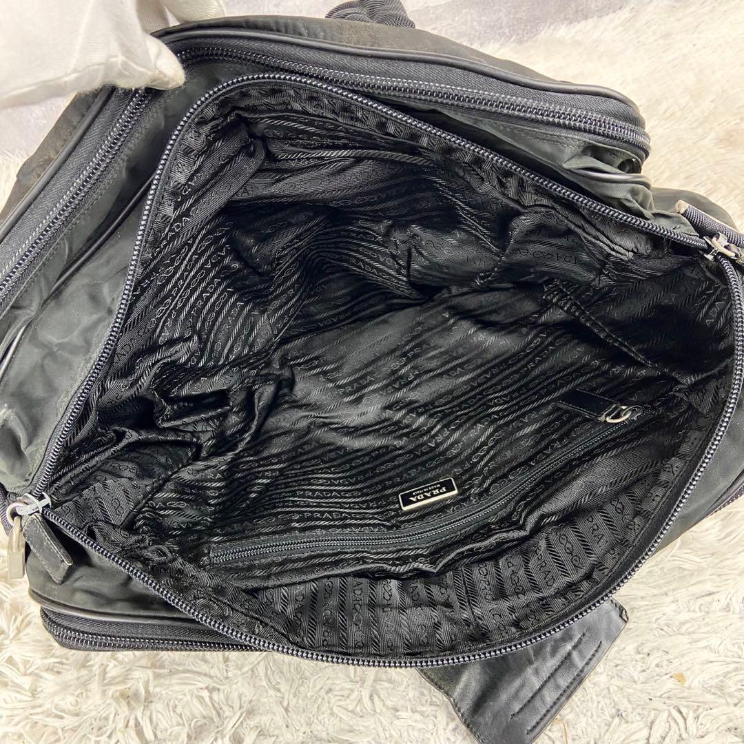 美品 A4可 PRADA ビジネスバッグ 2way 三角プレート ナイロン 黒