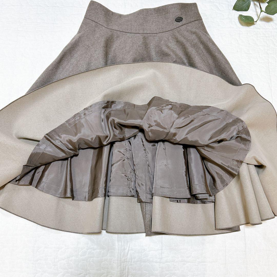 フォクシー ウールフレアスカート ロゴプレート フルブロッサム 38