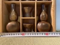 備前焼 酒器セット 徳利 2客 猪口 5客 共箱