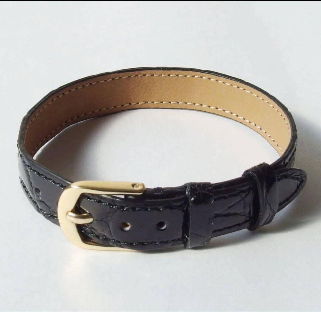 新品未使用　ワニ革　カイマン引き通し時計ベルト　10mm 黒