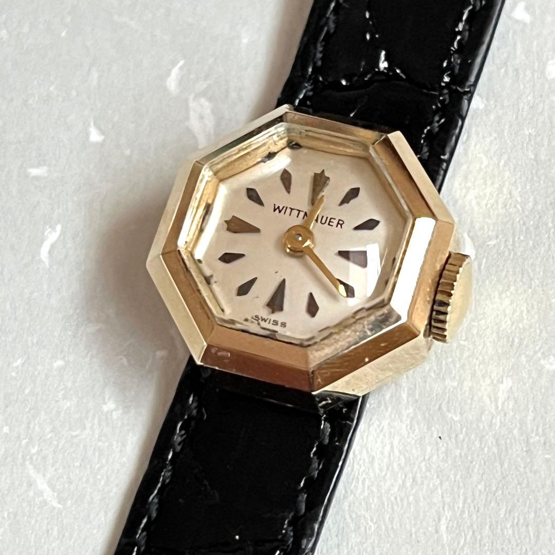 新品未使用　ワニ革　カイマン引き通し時計ベルト　10mm 黒