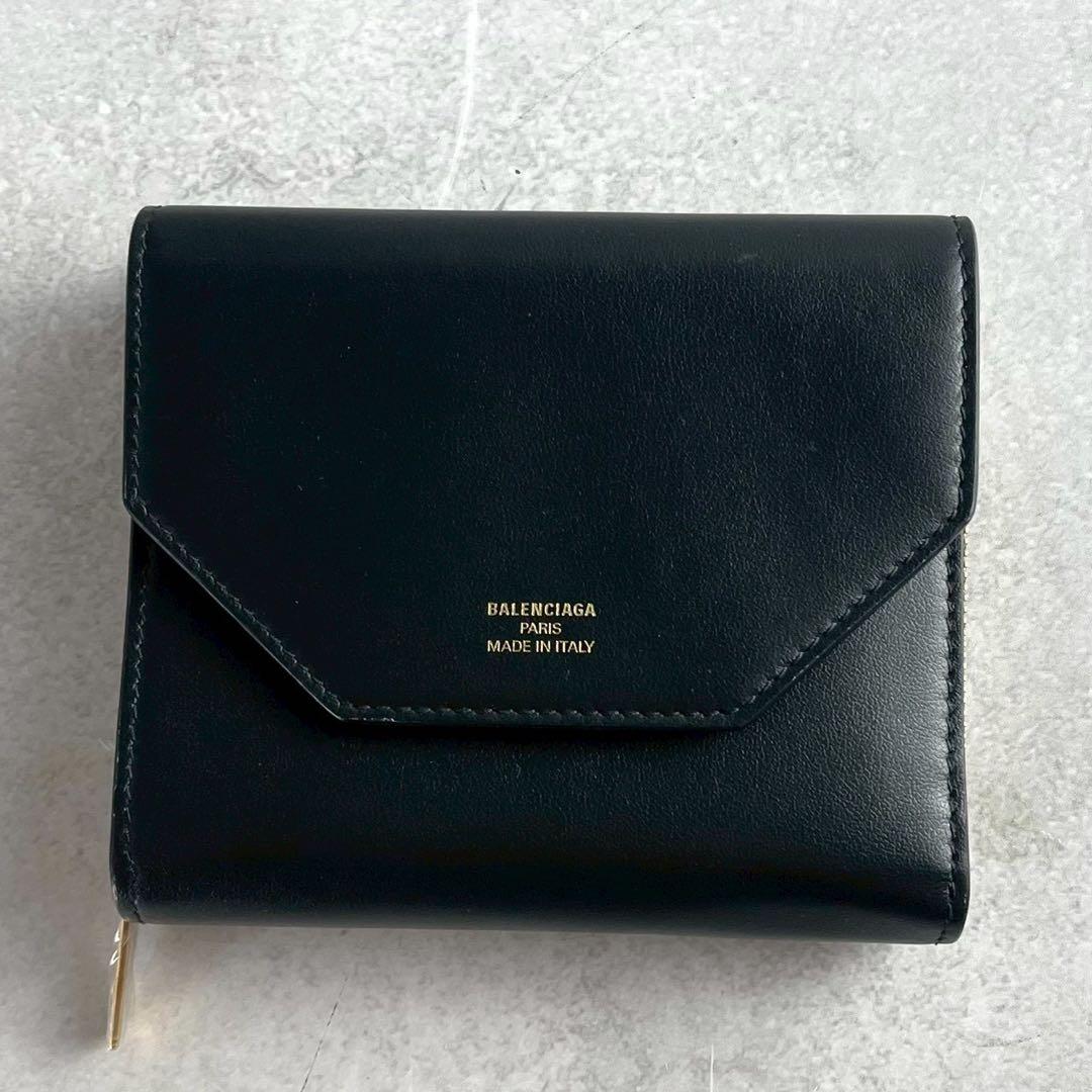 【現行 付属品完備】極美品 バレンシアガ Envelope 財布 黒 レザー