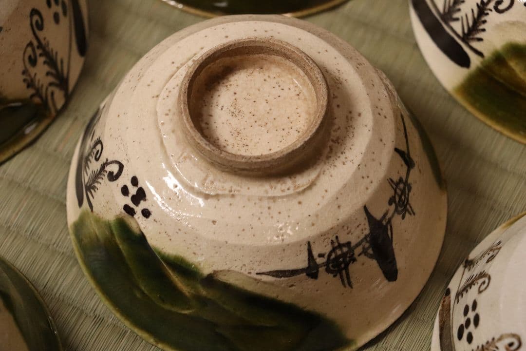 加藤丈助造 織部 蓋茶碗 十客 茶懐石道具 蓋物 陶芸 陶器【MA426】