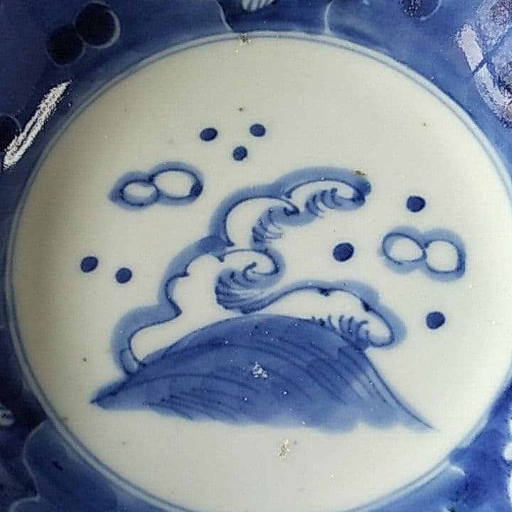 古伊万里波うさぎ文皿　古伊万里うさぎ文皿　古伊万里皿　古伊万里染付皿