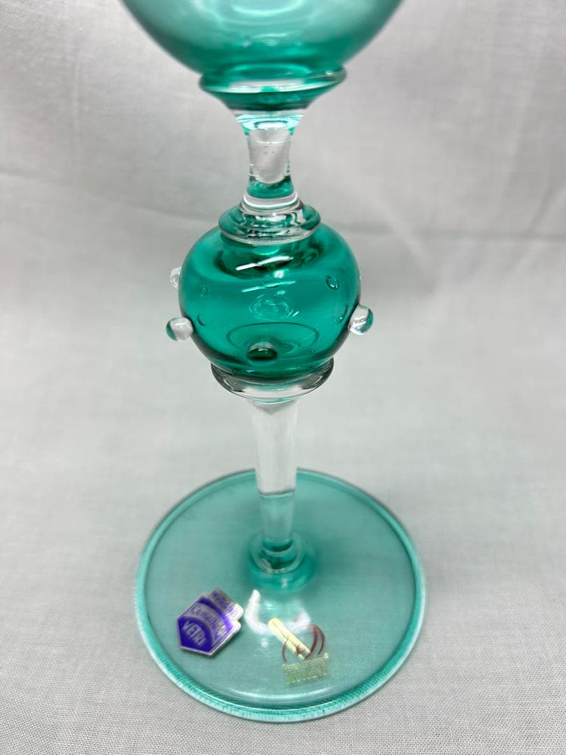 ベネチアングラス　ブライトグリーン透明ガラスフラワーベース Vetri製