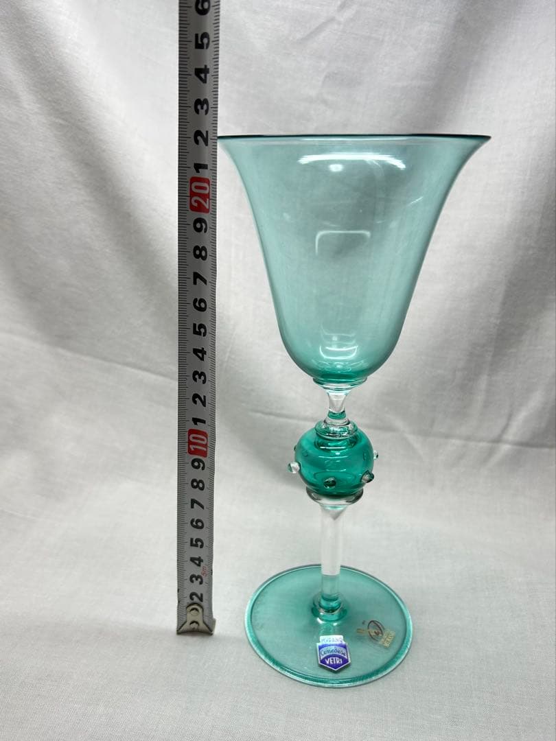 ベネチアングラス　ブライトグリーン透明ガラスフラワーベース Vetri製