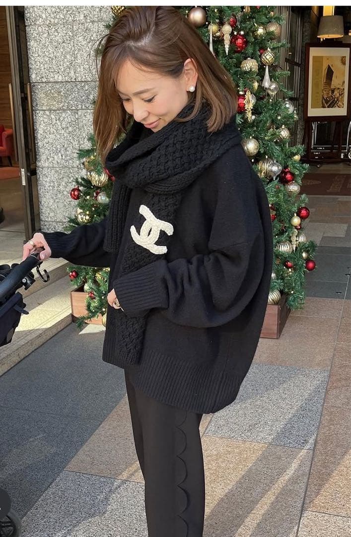 正規品　CHANEL シャネル　ココマーク　カシミヤ　ニットマフラー