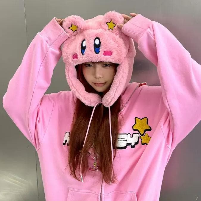 KAKAZZY 帽子 ニット帽 ビーニー 耳当て キャップ コスプレ カービィ